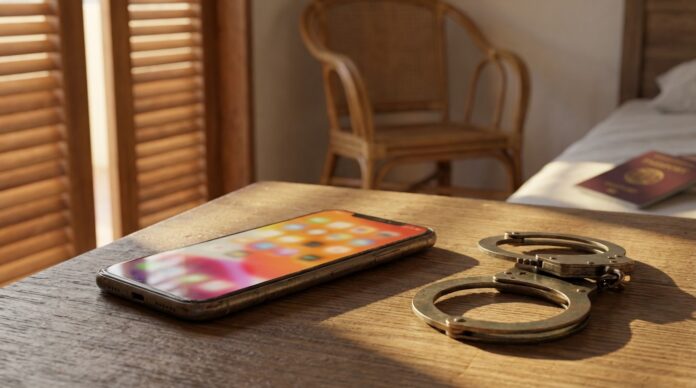 Politist indonezian retinand un turist elvetian arestat in Bali