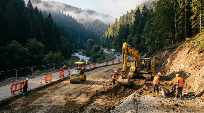 Santier centura Azuga Busteni Valea Prahovei lucrari infrastructura rutiera