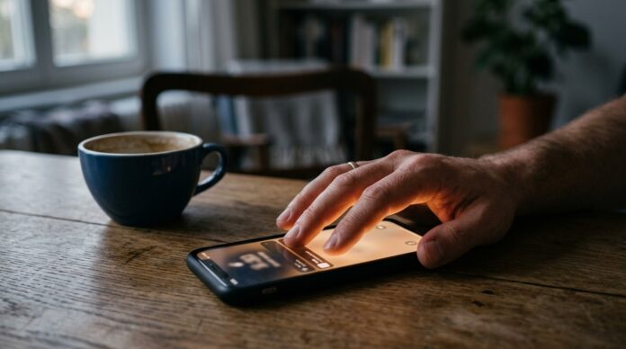 Persoana care vorbeste cu un chatbot pe telefon simbol AI risc relatii