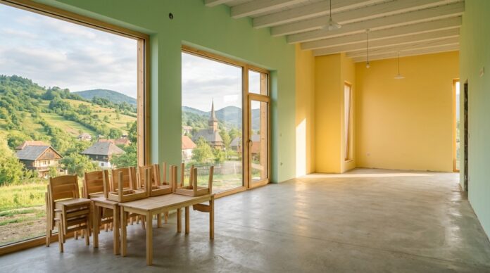Gradinita noua construita de la zero in satul Trestia Maramures copii sala de grupa gradinita trestia