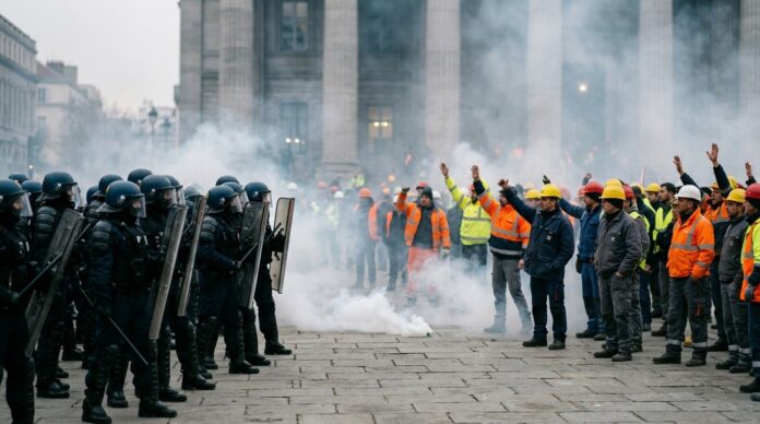 Mineri CEO protest Piata Victoriei jandarmi gaze lacrimogene Complexul Energetic Oltenia
