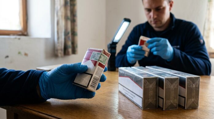 Politisti IPJ Vaslui cu carton de tigari de contrabanda confiscate perchezitie contrabanda tigari