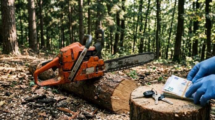 Politisti langa autovehicule si motofierastraie confiscate furt lemn Polovragi Gorj