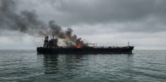 Petrolier cu țiței rusesc, atacat cu drone în Marea Neagră Petrolier avariat de drone in Marea Neagra cu nave de garda de coasta turceasca petrolier atacat drone