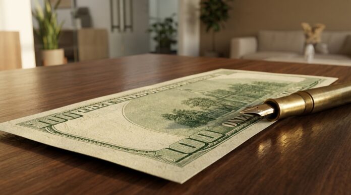 Bancnota de 100 dolari cu semnatura lui Donald Trump presedinte SUA semnatura trump bancnote