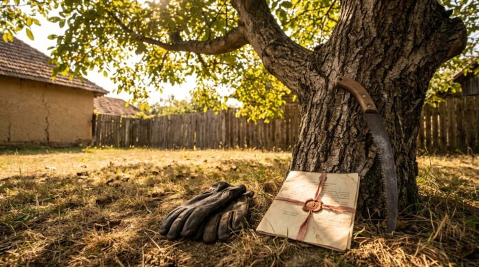 Nuc batran cu ramuri uscate in curte proprietate privata judetul Buzau taiere autorizatie taiere nuci