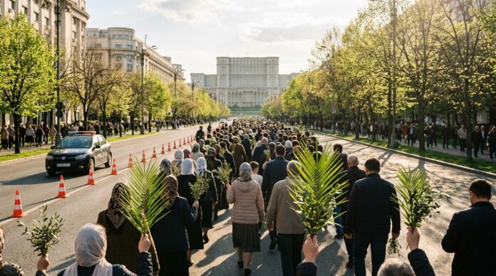 Procesiune religioasa pe Calea Victoriei Bucuresti restrictii circulatie Florii catolice restrictii circulatie bucuresti