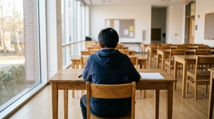 Elevi clasa a VIII-a in sala de examen simulare evaluare nationala simularea evaluarii nationale