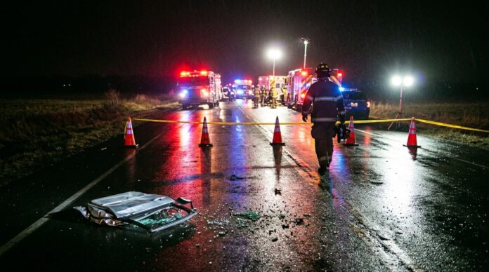 Autoturism avariat dupa accident rutier pe DN 1F Sanpaul Cluj autospeciale ISU accident rutier sanpaul