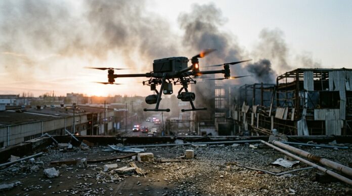 Orasul Taganrog dupa atac cu drone ucrainene cladiri avariate fum atac taganrog