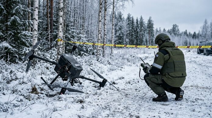 Ramasite drona cazuta langa Kouvola Finlanda granita Rusia drone ucraina drone ucraina finlanda