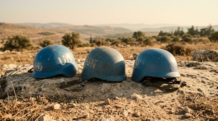 Soldati UNIFIL cu casti albastre ONU in sudul Libanului vehicul militar casti albastre unifil