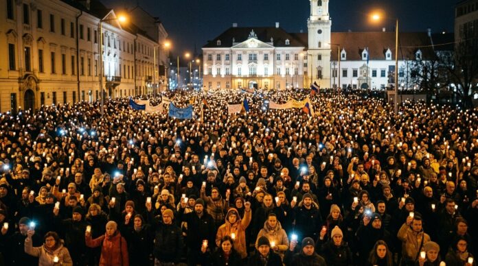 Mii de persoane la protest pe strazile Bratislavei impotriva taierilor bugetare cultura protest slovacia cultura