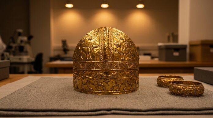 Coiful de aur de la Cotofenesti artefact dacic recuperat muzeu Assen Olanda coiful de aur cotofenesti