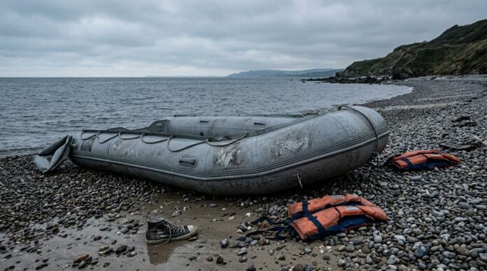Ambarcatiune cu migranti traversand Canal Manecii spre Marea Britanie migranti canal manecii