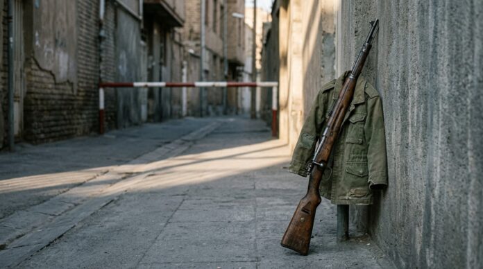 Adolescenti inarmati in uniforma Basij patruland pe strada din Teheran punct control adolescenti inarmati teheran