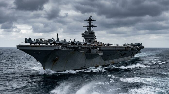 Portavionul USS Gerald Ford pe mare reluand operatiunile militare impotriva Iranului
