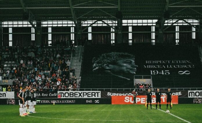 omagiu mircea lucescu rapid giulesti candela tricou fotoliu stadion