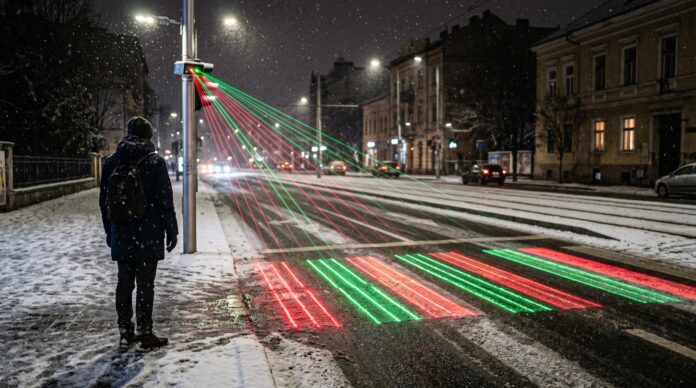 treceri de pietoni lumina laser botosani carosabil noapte