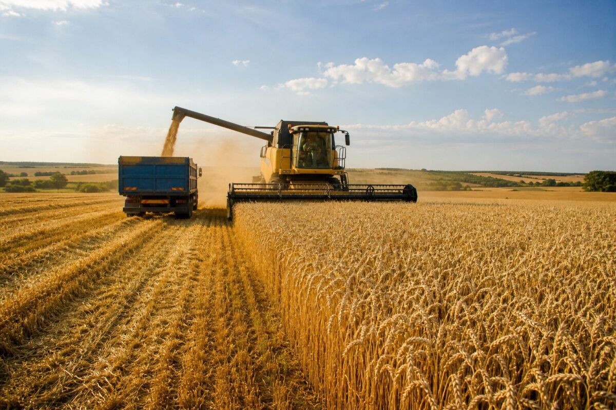 Combină agricolă la recoltat grâu