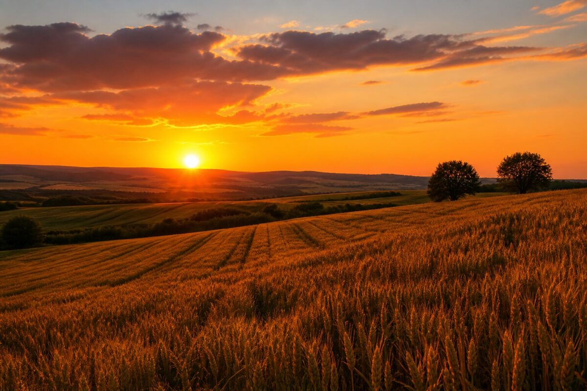Câmp agricol românesc la apus